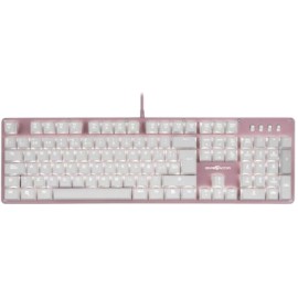 Teclado Gamer Game Factor KBG400, Teclado Mecánico, Switch KRED Blue, Alámbrico, Rosa (Español)
