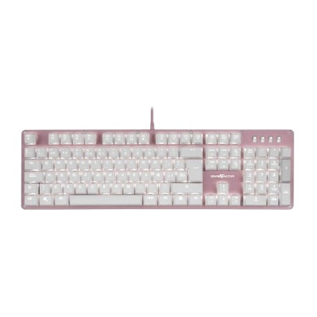 Teclado Gamer Game Factor KBG400, Teclado Mecánico, Switch KRED Blue, Alámbrico, Rosa (Español)