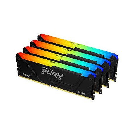 Kit Memoria RAM Kingston FURY Beast RGB DDR4, 3600MHz, 128GB (4 x 32GB), Non-ECC, CL18, XMP